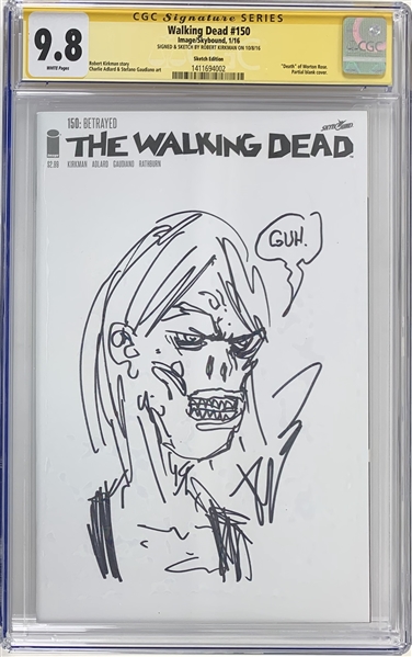 The Walking Dead: Robert Kirkman Signed Comic Book with Large Hand Drawn Zombie Sketch (CGC)