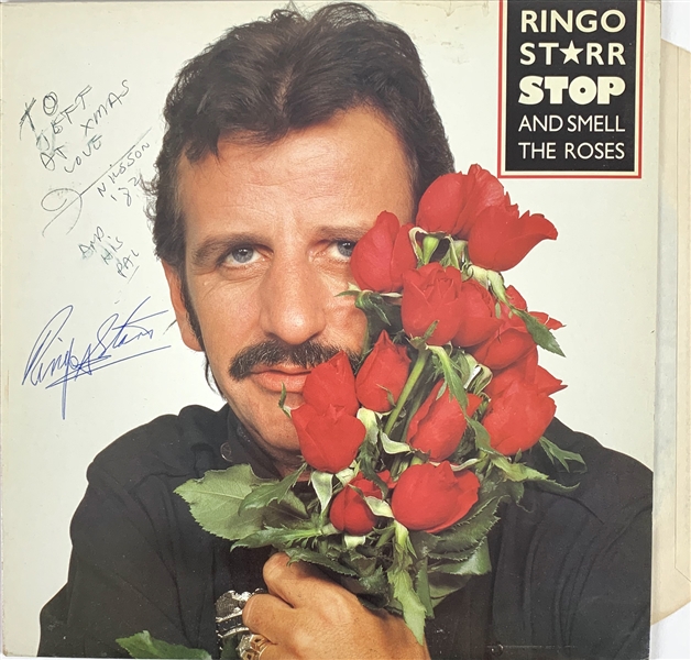 Ringo Starr and Harry Nilsson Unique Signed "Stop and Smell The Roses" Record Album (Beckett/BAS)