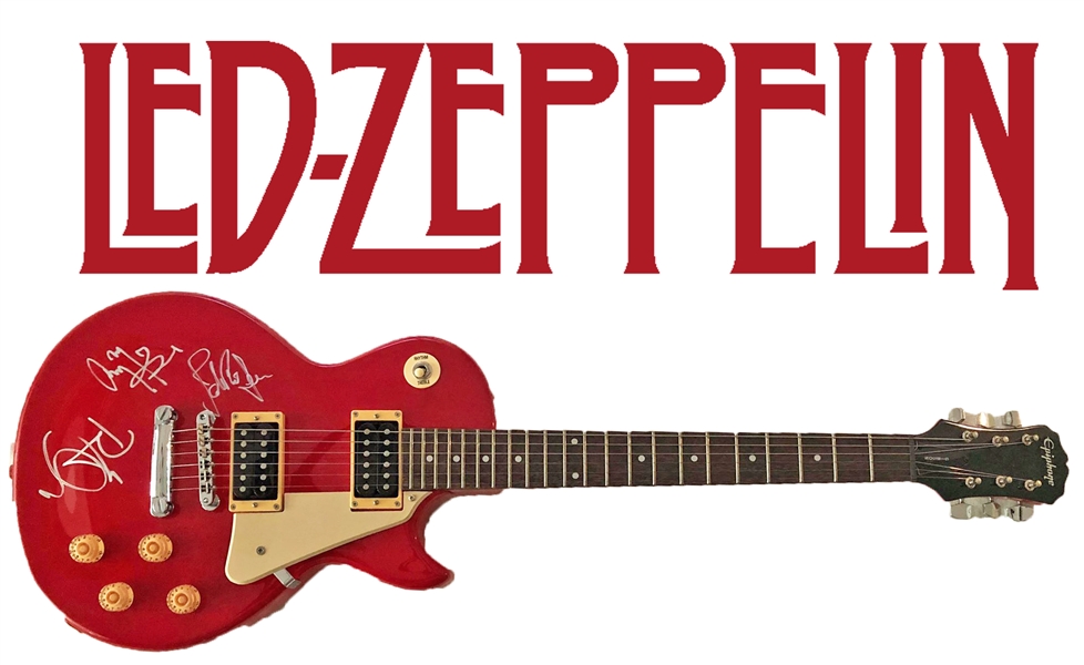 Led Zeppelin Group Signed Guitar w/ ULTRA-RARE On The Body Signatures - One of the Only Known Examples! (Epperson/REAL LOA)