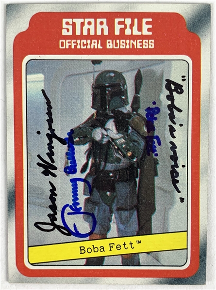 Boba Fett: Jeremy Bulloch & Jason Wingreen Dual Signed & Inscribed 1980 Topps Star Wars Trading Card #11 (Beckett/BAS Guaranteed) 