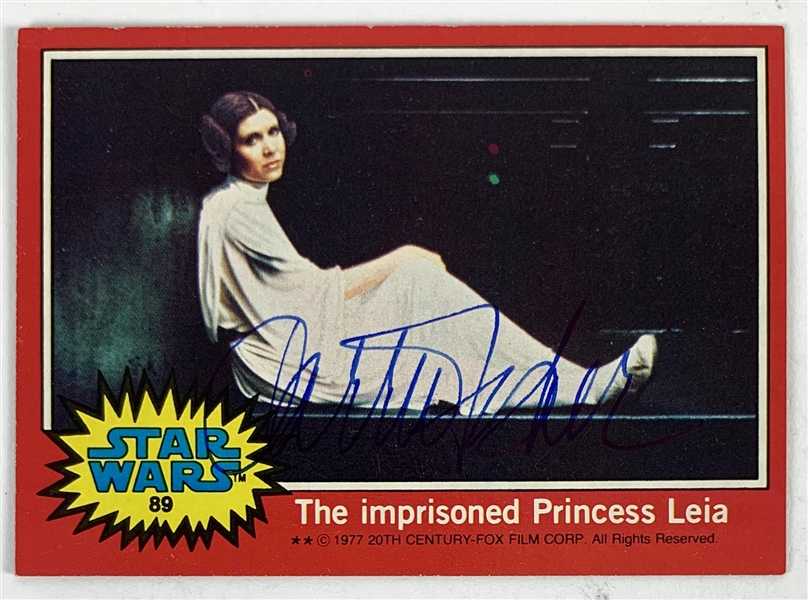 Carrie Fisher Signed 1977 Topps Star Wars Trading Card #89 (Beckett/BAS Guaranteed)(Steve Grad Collection)