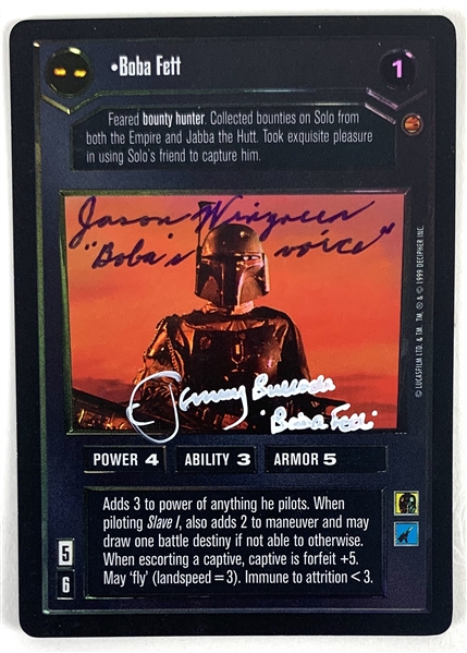 Boba Fett: Jeremy Bulloch & Jason Wingreen Signed 1999 Star Wars Reflections CCG Game Card (Beckett/BAS Guaranteed)(Steve Grad Collection)