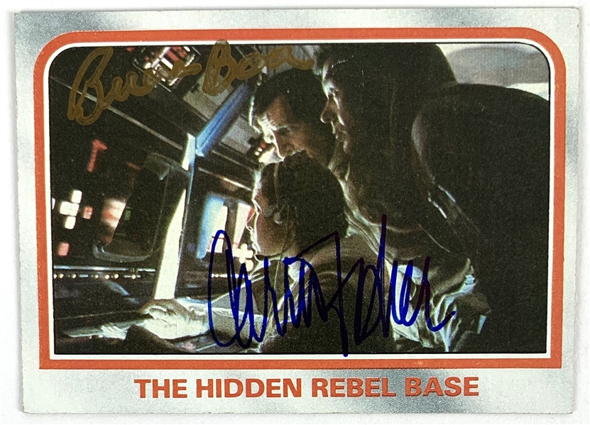 Carrie Fisher & Bruce Boa Dual Signed 1980 Star Wars ESB Trading Card #16 - Hidden Rebel Base (Beckett/BAS Guaranteed)(Steve Grad Collection)