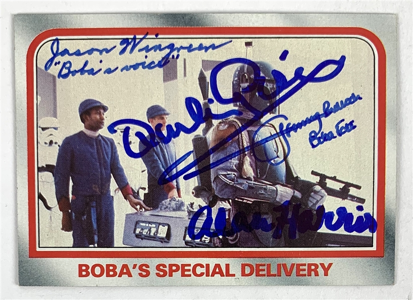 Boba Fett & Other Cast Signed 1980 Star Wars ESB Trading Card #98 - Bobas Special Delivery (Beckett/BAS Guaranteed)(Steve Grad Collection)