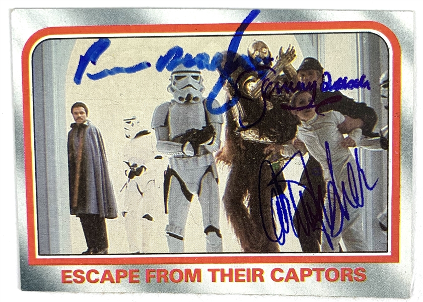 Empire Strikes Back Cast Signed 1980 Topps Trading Card w/Fisher, Bulloch and Mayhew (Beckett/BAS Guaranteed)(Steve Grad Collection)