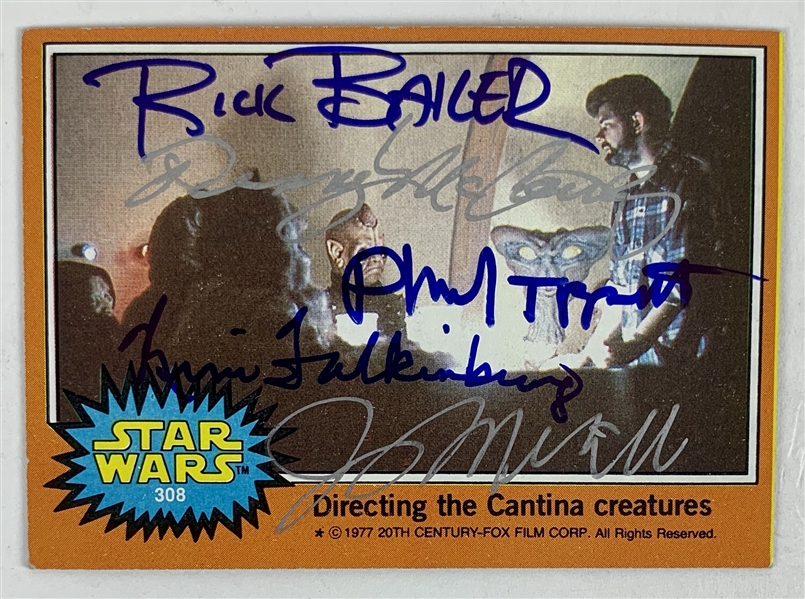 The Cantina Crew Signed 1977 Topps Trading Card with Tippett, Baker, etc. (Beckett/BAS Guaranteed)(Steve Grad Collection)