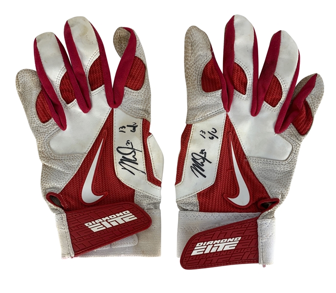 Mike Trout Signed & Game Used 2013 NIKE Batting Gloves w/ Letter Signed by Trout! (JSA & Anderson Authentics)