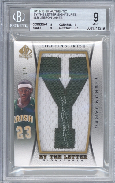 LeBron James Signed 2012-13 SP Authentic By the Letter #LB /5 Trading Card (BGS 9 10)
