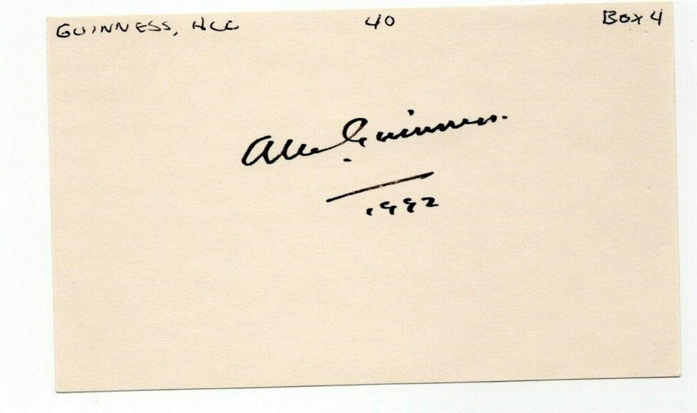 Star Wars: Alec Guinness Signed 3" x 5" Index Card (Beckett/BAS Guaranteed)