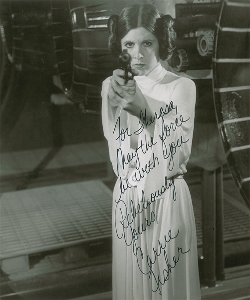 Star Wars: Carrie Fisher Near-Mint Vintage Signed 8" x 10" Photograph w/ Rare "May The Force Be With You" Inscription! (Beckett/BAS Guaranteed)
