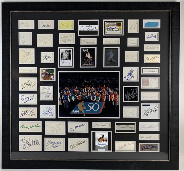 NBA 50 Greatest Players Framed Signature Display w/ Jordan, Chamberlain, Maravich & Others! (Beckett/BAS Guaranteed)