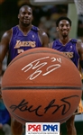 Kobe Bryant & Shaquille ONeal Dual Signed Basketball (PSA/DNA)