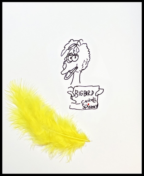 Carroll Spinney Hand Drawn & Signed Big Bird Sketch on 8.5" x 11" Art Board - One of His Final Sketches with Photo Proof! (Beckett/BAS Guaranteed)