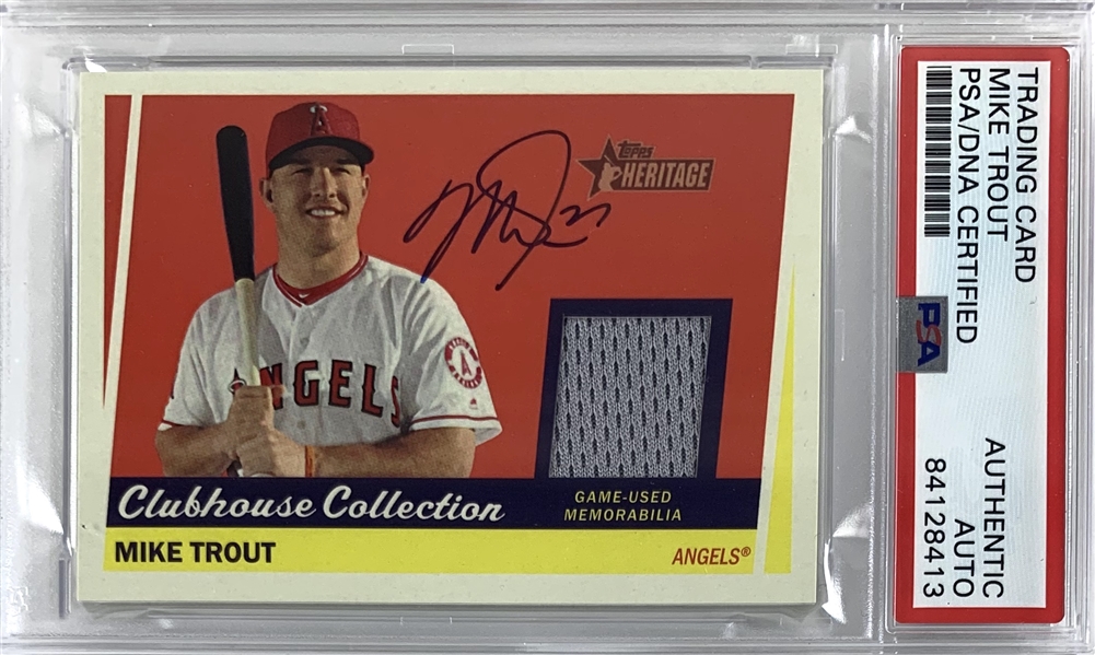 Mike Trout Signed 2016 Clubhouse Collection Game Used Relic Patch Card (PSA/DNA)