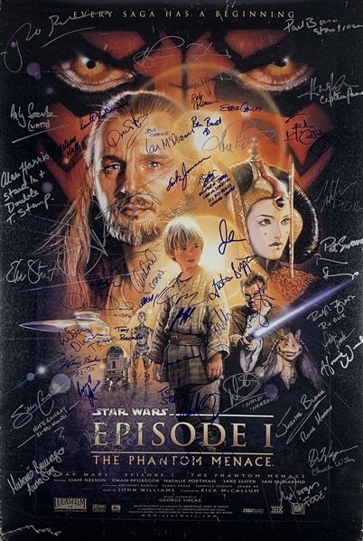 "Episode I: The Phantom Menace" Incredible Cast Signed 24" x 36" Movie Poster with 38 Autographs! (Beckett/BAS Guaranteed)(Steve Grad Collection)