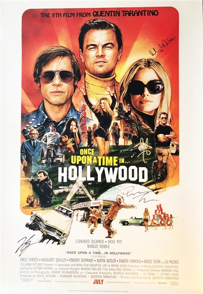 Once Upon A Time in Hollywood Cast Signed 27" x 40" Full Size Poster with Pitt, DiCaprio, Tarantino & Robbie (Beckett/BAS Guaranteed)