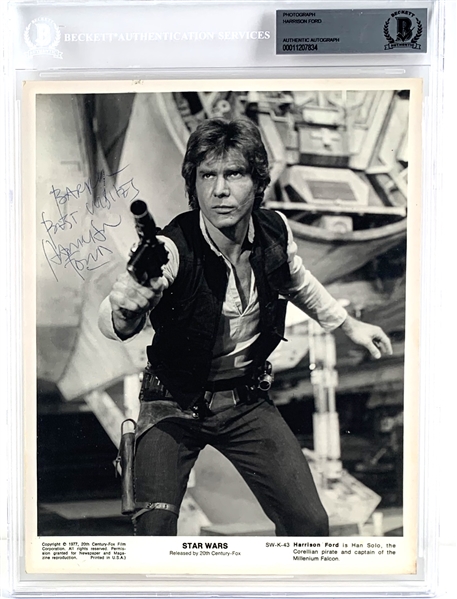 Harrison Ford Rare Vintage Signed Star Wars 8" x 10" Publicity Photo (Beckett/BAS Encapsulated)