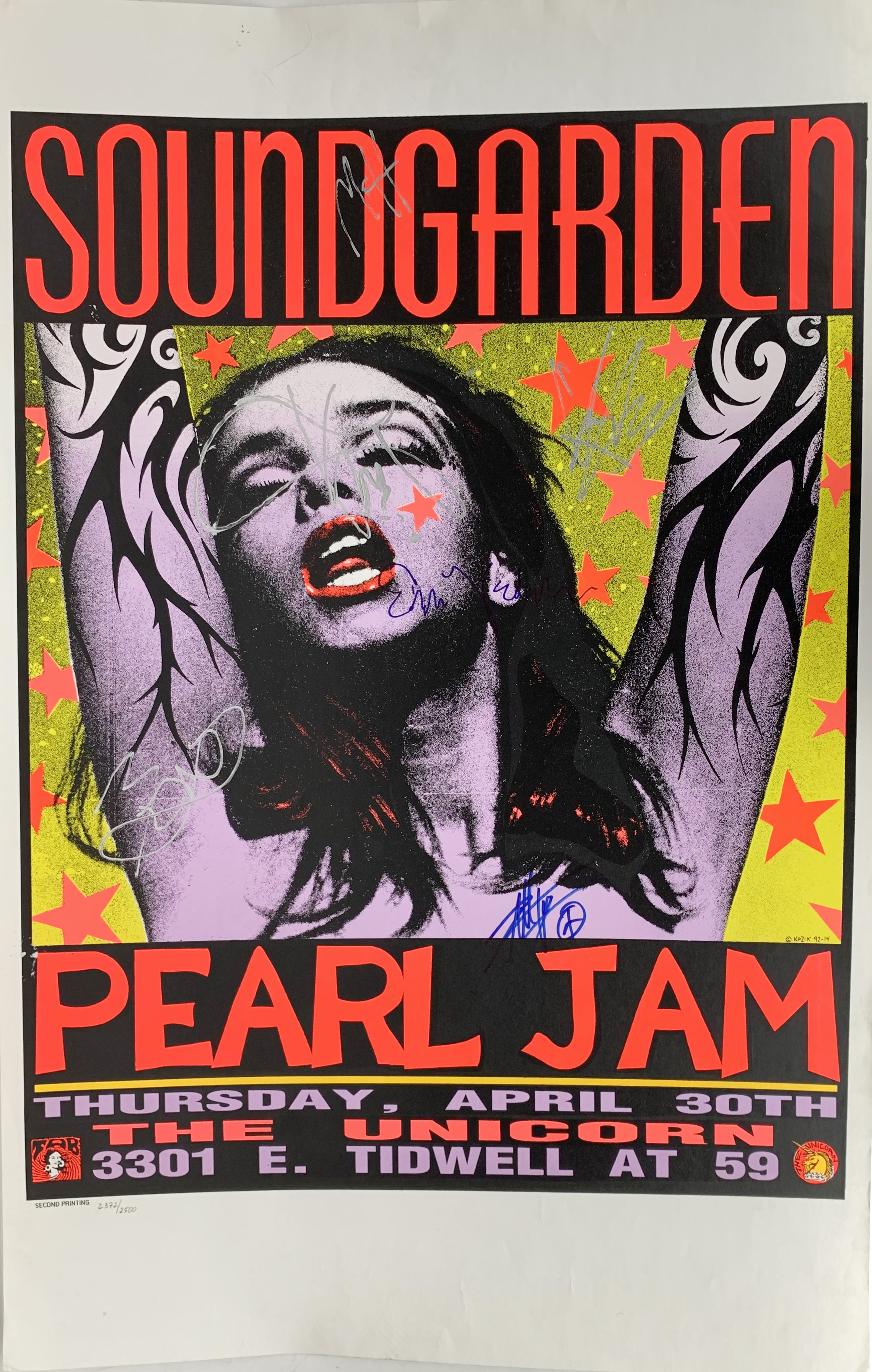 Lot Detail Soundgardenpearl Jam Multi Signed Original 1992 Kozik 23 X 36 Concert Poster W 