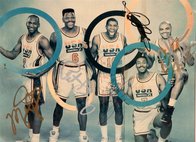 Dream Starting 5: 1992 NBA Dream Team Signed 12" x 10.5" Starting 5 Color Poster (Beckett/BAS)