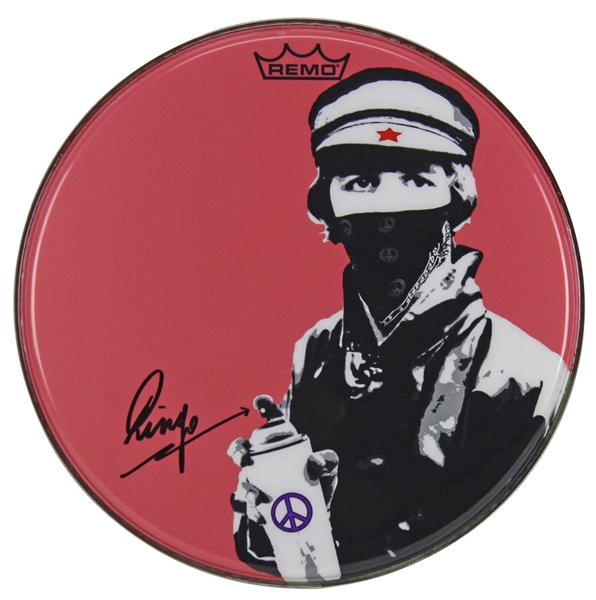 The Beatles: Ringo Starr Signed Remo Custom 14-Inch Photo Drumhead (Perry Cox LOA & Beckett/BAS Graded GEM MINT 10)