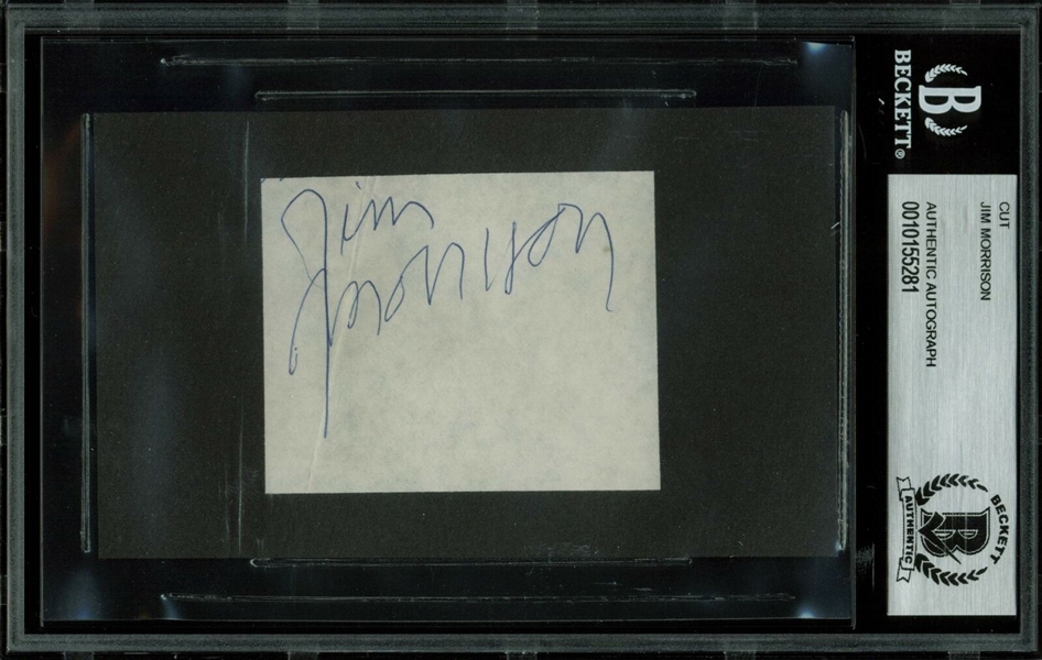 The Doors: Jim Morrison Signed 1" x 3" Album Page w/ ULTRA-RARE Full Name Autograph! (PSA/DNA Encapsulated)