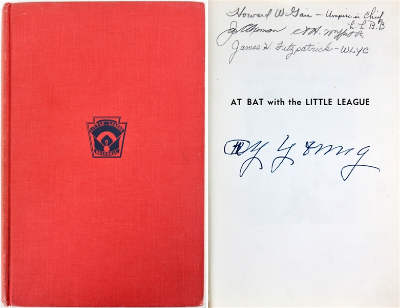 Cy Young Signed "At Bat With the Little League" Hardcover Book (PSA/DNA Graded MINT 9)