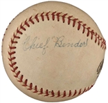 Chief Bender ULTRA-RARE Single Signed Official League Baseball (PSA/DNA & Beckett/BAS)