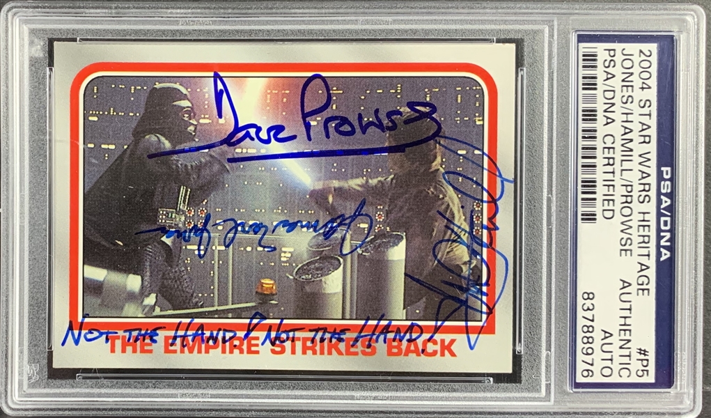 Star Wars: Mark Hamill, James Earl Jones & David Prowse Signed 2004 SW Heritage Card with "Not The Hand!" Hamill Inscription! (PSA/DNA Encapsulated)