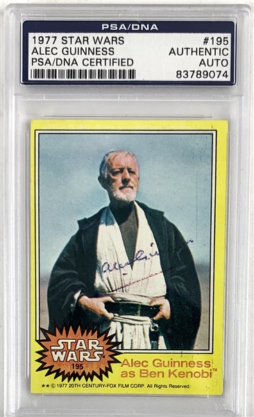 Sir Alec Guinness RARE Signed 1977 Star Wars #195 Obi-Wan "Ben" Kinobi Trading Card (PSA/DNA Encapsulated)