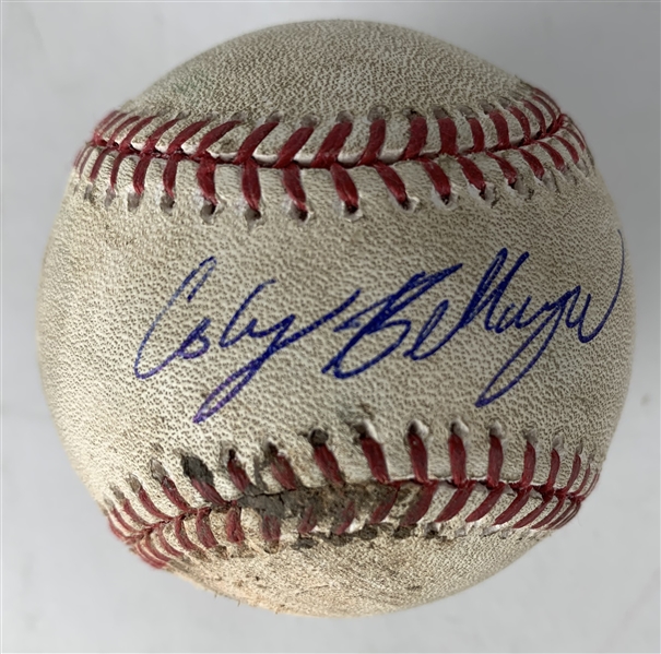 Cody Bellinger Signed & Game Used 2017 OML Baseball During ROY Campaign - Pitched & Hit Foul by Bellinger! (MLB & PSA/DNA)