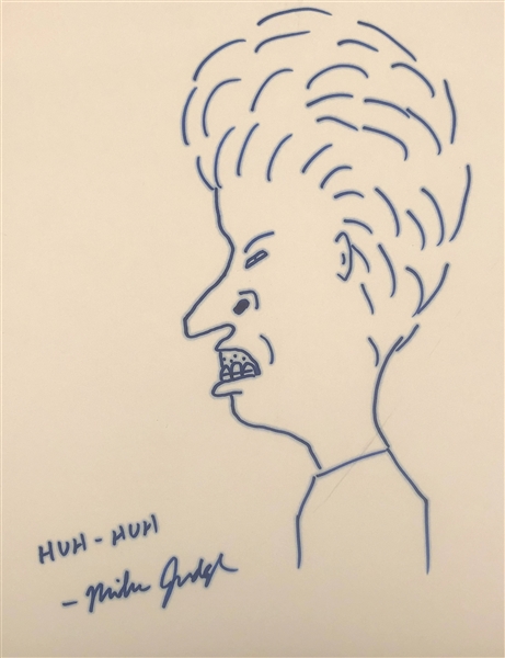 Beavis & Butt-Head: Mike Judge Hand Drawn & Signed 12" x 15" Butt-Head Sketch (John Brennan Collection)(Beckett/BAS Guaranteed)