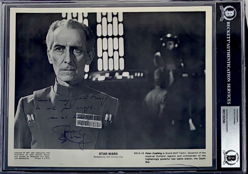 Star Wars A New Hope: Peter Cushing (Grand Moff Tarkin) Rare Signed 8" x 10" Official Press Photo (Beckett/BAS Encapsulated)(Steve Grad Collection)