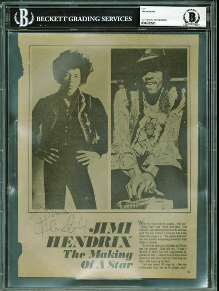 Jimi Hendrix Near-Mint Signed 8" x 10" "The Making of a Star" Magazine Photo (BAS/Beckett Encapsulated)