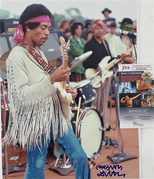 (Jimi Hendrix) Henry Diltz Rare Signed 11" x 14" Color Photo - Hendrix at Woodstock (JSA)