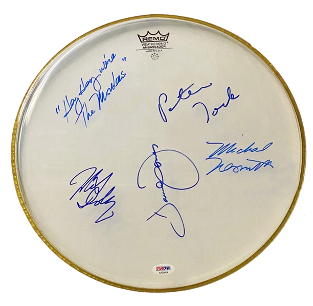 The Monkees Group Signed & Multi Inscribed Drumhead (PSA/DNA LOA)