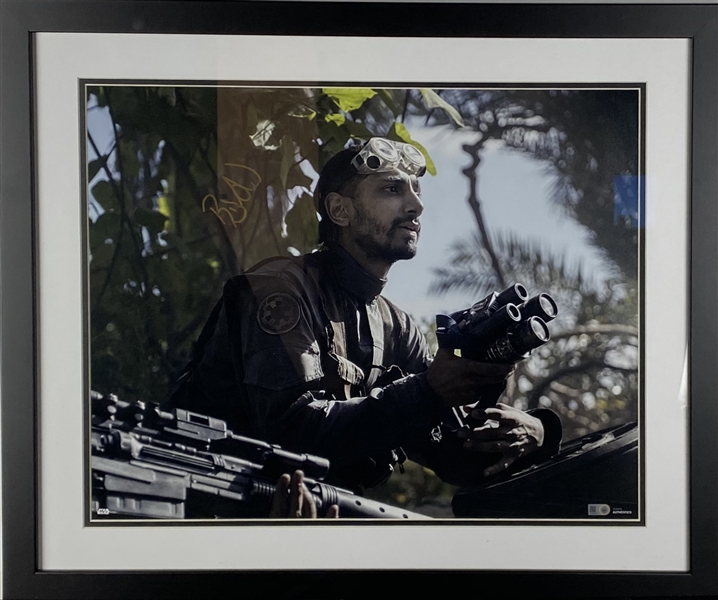 Star Wars: Riz Ahmed Signed 20" x 16" Rogue One Photograph (TOPPS)