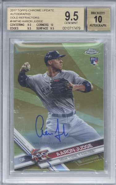 Aaron Judge Signed 2017 Topps Chrome Update Rookie Gold Refractor /50 BGS 9.5 10!