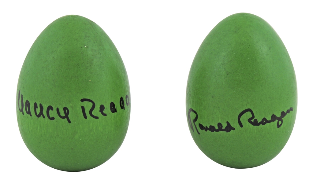 Ronald Reagan & Nancy Reagan Rare Signed 1988 "Easter at the White House" Wooden Eggs :: PSA/DNA Graded Gem Mint 10 Autographs!