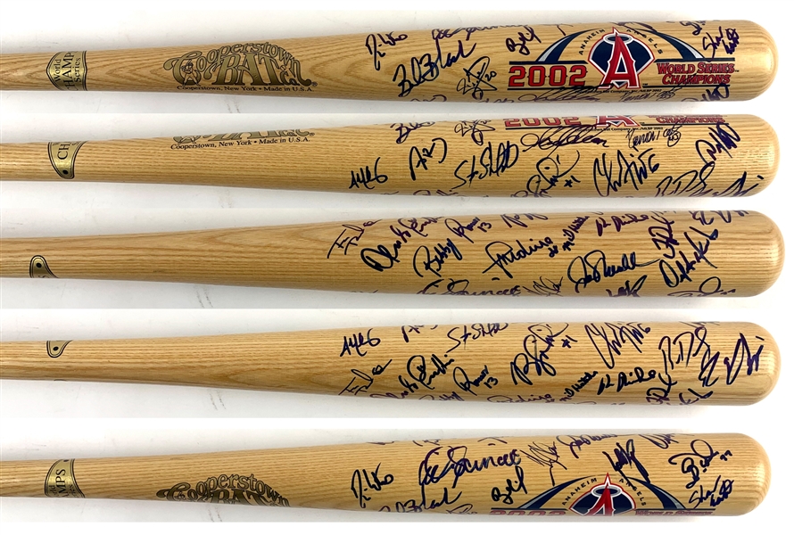2002 Anaheim Angels Team Signed 2002 World Series Cooperstown Bat Co. Commemrative Bat with 25+ Signatures (Beckett/BAS LOA) 