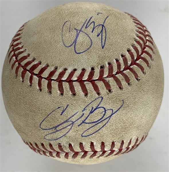 Dodger Stars: Cody Bellinger & Corey Seager Dual Signed 2017 Game Used Ball :: Multi HRs for Both That Game! (PSA/DNA & MLB Holo)