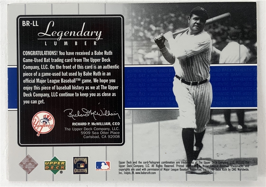 Lot Detail Upper Deck Legends Babe Ruth Legendary Lumber Bat