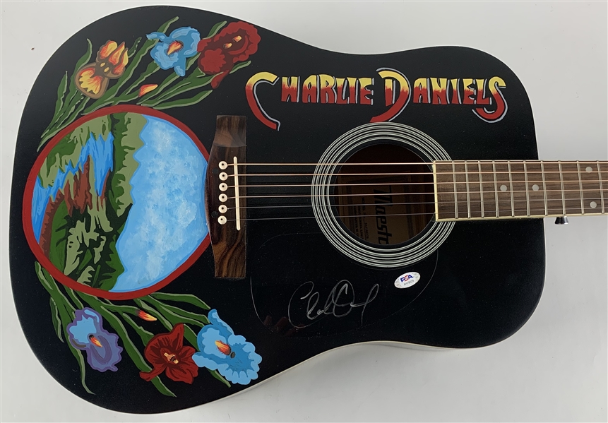 Charlie Daniels In-Person Signed Gibson Maestro Acoustic Guitar with Custom Hand Painted Artwork (PSA/DNA COA)