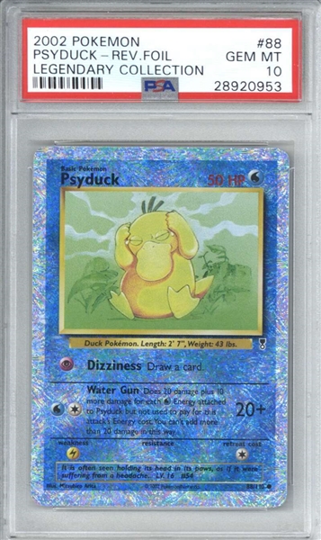 Psyduck 2002 Pokemon Legendary Collection Reverse Foil #88 Trading Card (PSA Graded GEM MINT 10)
