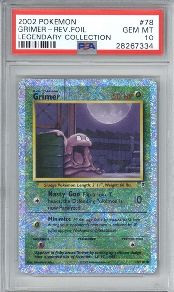 Grimer 2002 Pokemon Legendary Collection Reverse Foil #78 Trading Card (PSA Graded GEM MINT 10)