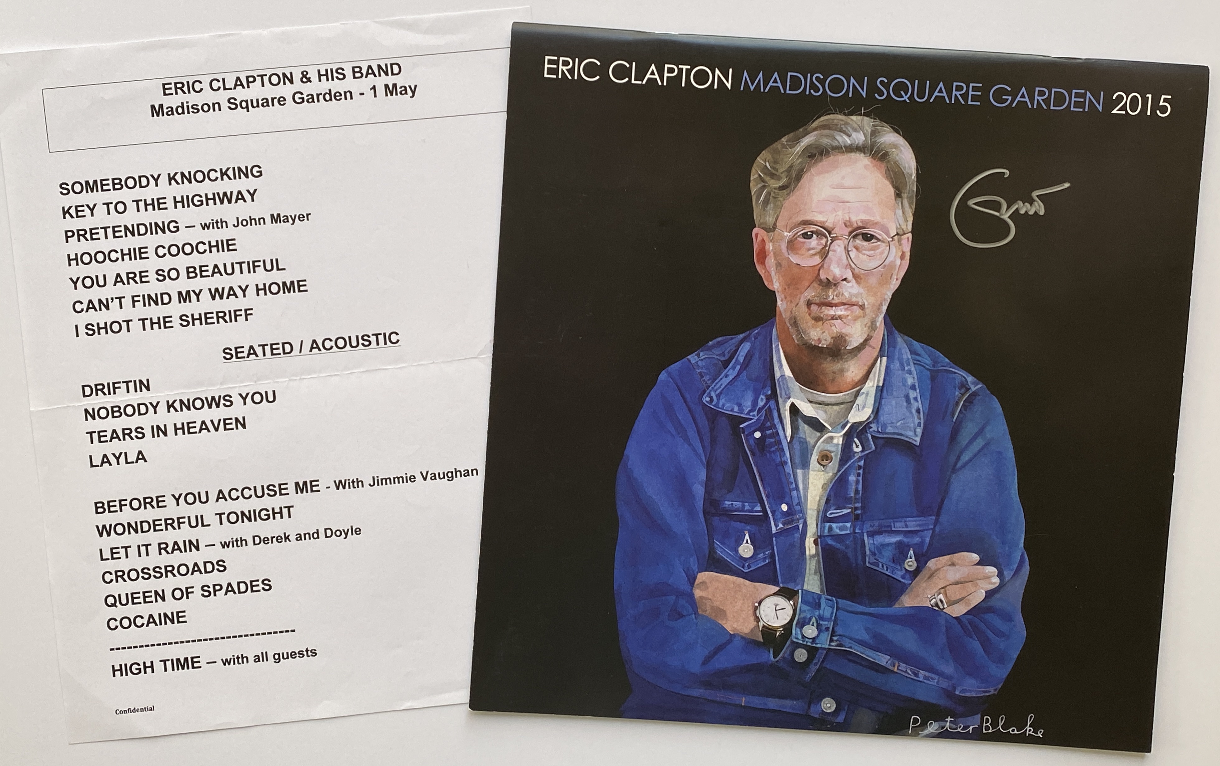 Lot Detail Eric Clapton InPerson Signed Tour Book and Setlist LOT of