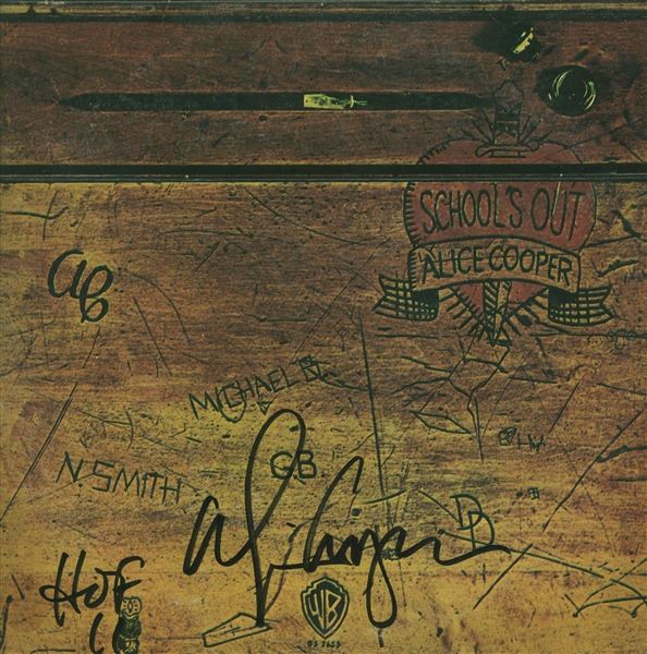 Original "Schools Out" Album Signed TWICE by Alice Cooper, once on the cover and once on the pair of panties holding the Album (Beckett/BAS) (LOA)