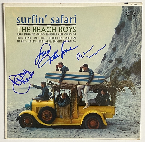 Beach Boys In-Person Group Signed “Surfin’ Safari” Record Album (3 Sigs) (John Brennan Collection) (Beckett/BAS Guaranteed)