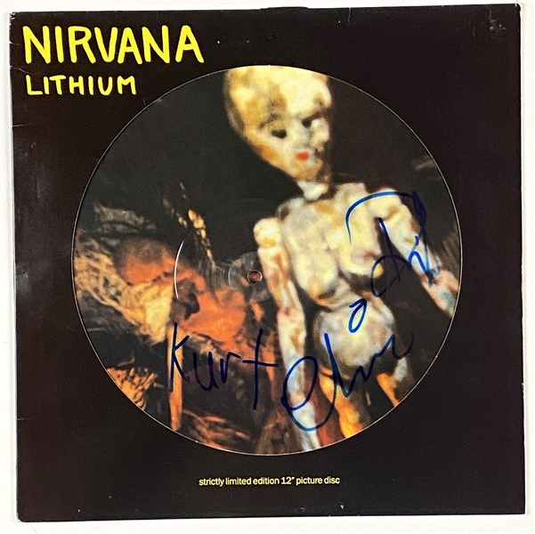 Nirvana Scarce Signed “Lithium” 12” Picture Disc Record (John Brennan Collection) (BAS Authenticated)