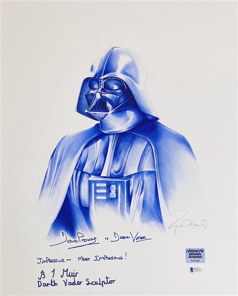 Star Wars: Darth Vader 18” x 24” Autographed Art Piece Signed by David Prowse, Brian Muir, and Artist (BAS Authentication) 