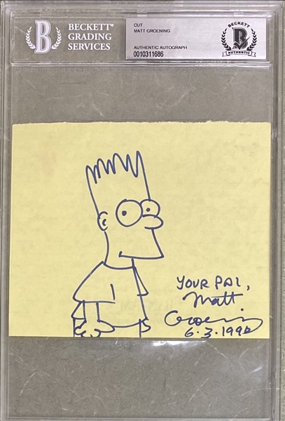 Simpsons Matt Groening Original Hand-Drawn Sketch of Bart Simpson (BAS Authenticated & Encapsulated)